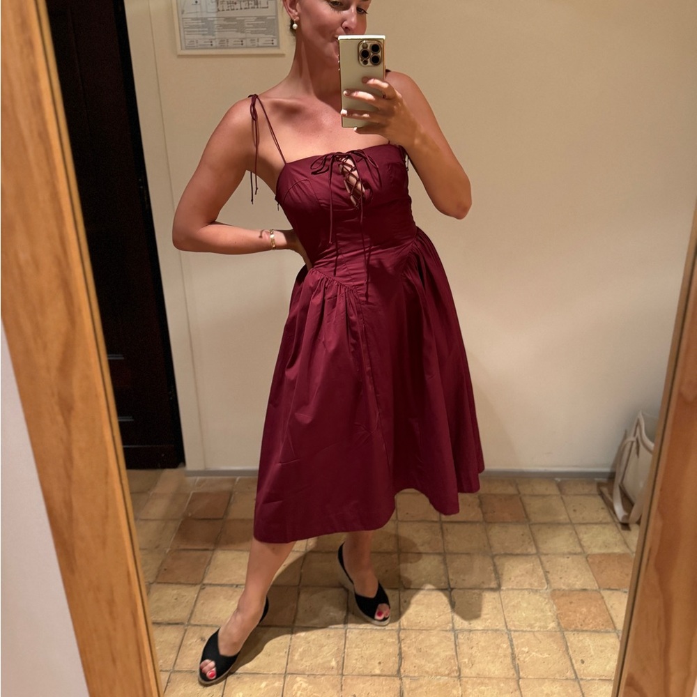 Anthropologie Burgundy Midi Dress